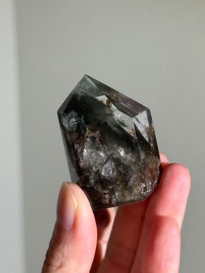 High Quality Water Clear Dark Green Phantom Chlorite Quartz Tower With Epidote, Zambia