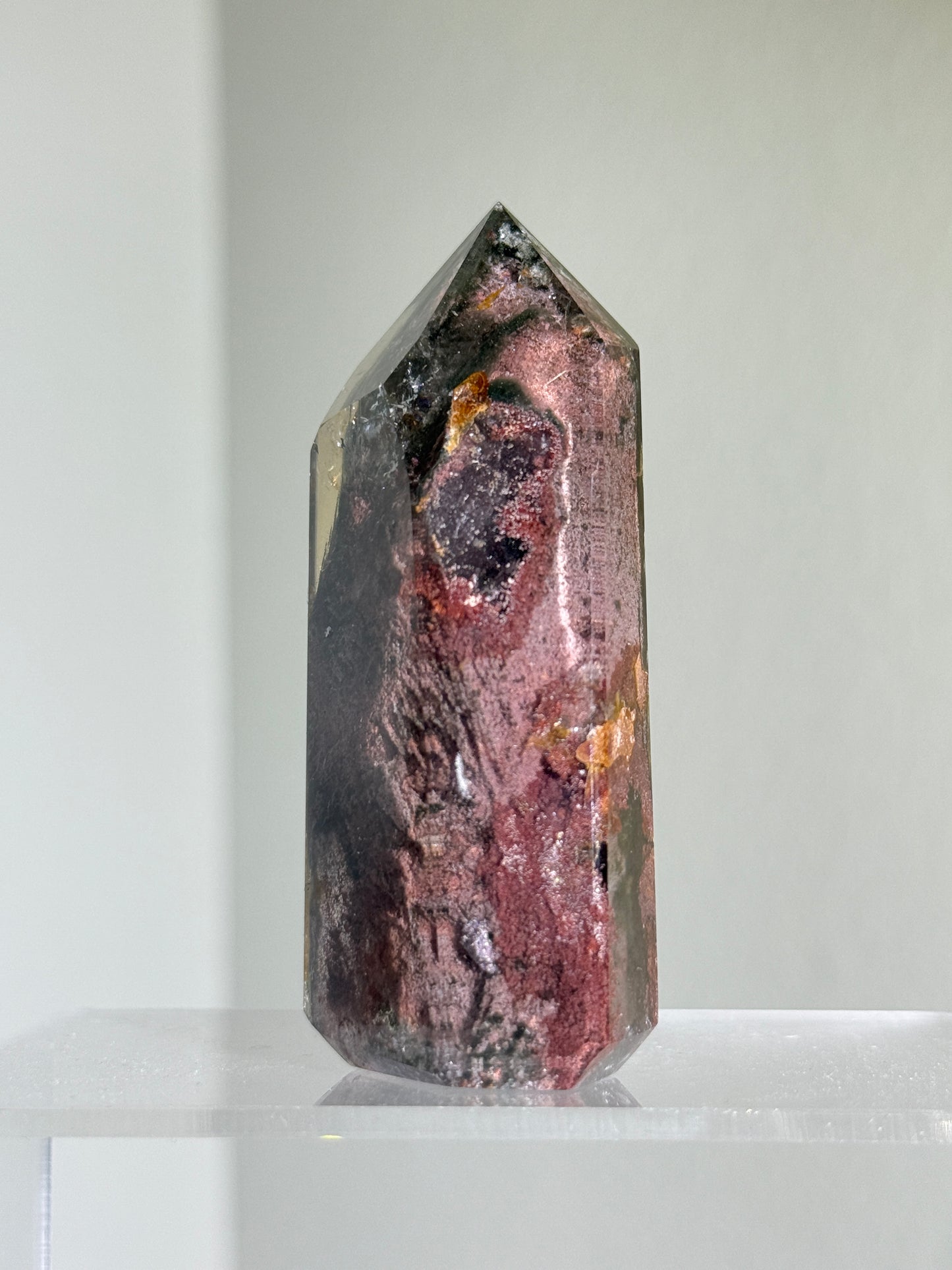 High Quality Large Water Clear Bright Pink Green Garden Quartz Tower, Zambia