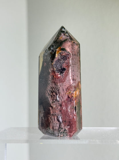 High Quality Large Water Clear Bright Pink Green Garden Quartz Tower, Zambia