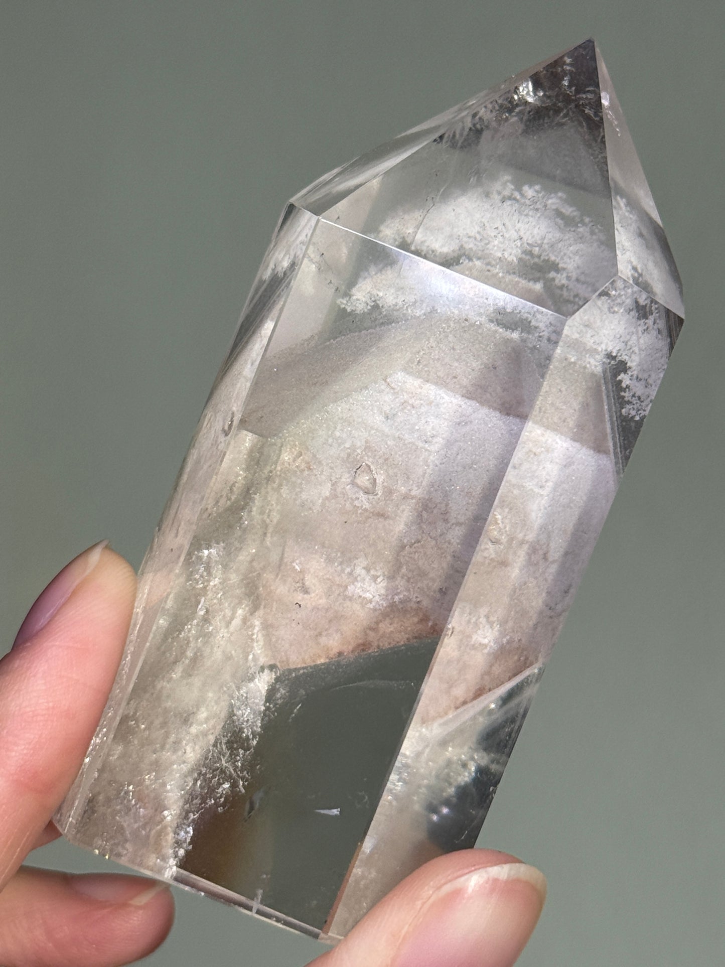 Large Chunky White Phantom Lodalite Tower With Manifestation Quartz, Brazil
