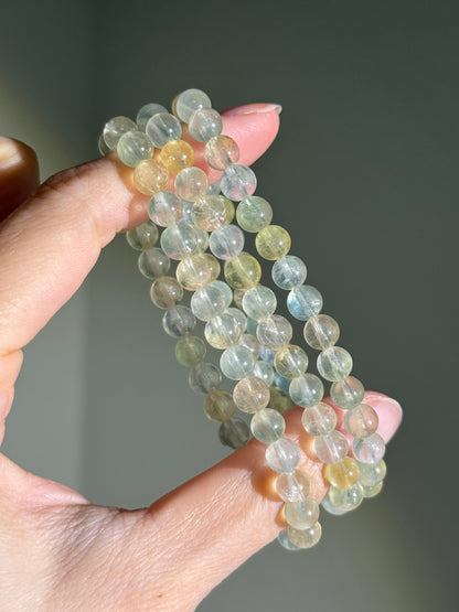 Pastel Prehnite Bracelets, 6.5mm
