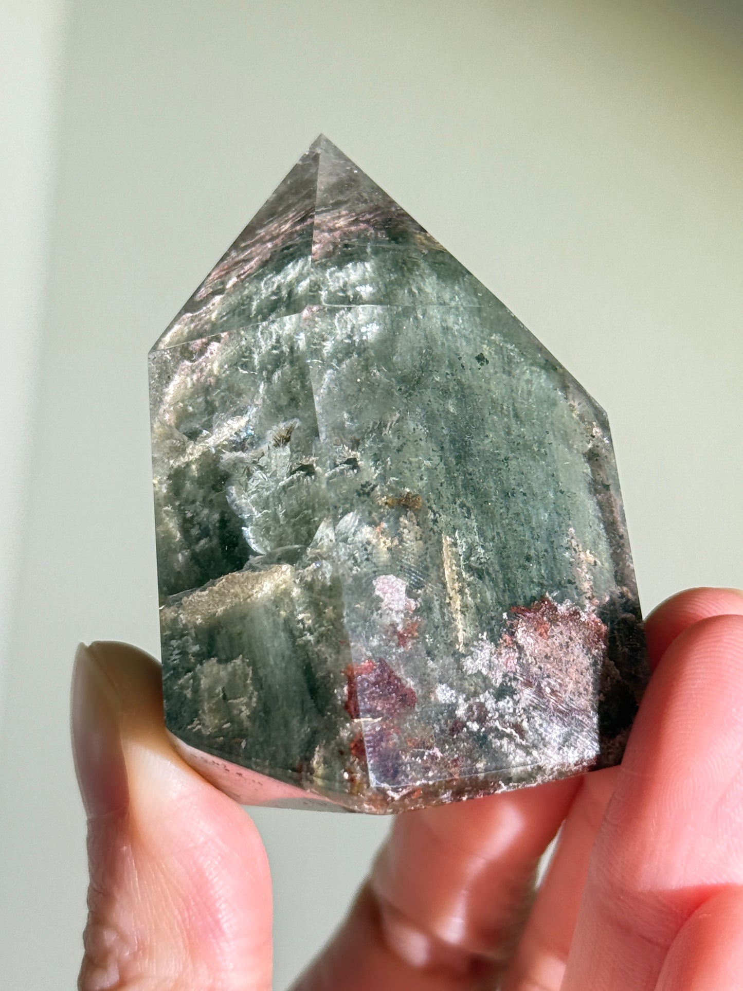 High Quality Mint Green & Pink Garden Quartz Tower, Zambia