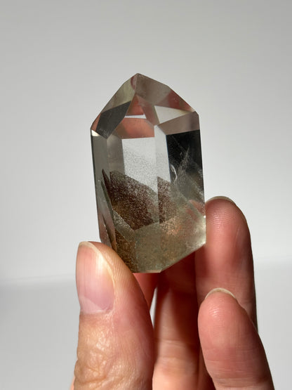 High Quality Water Clear Green Phantom Chlorite Tower With Phantom Lodalite, Brazil