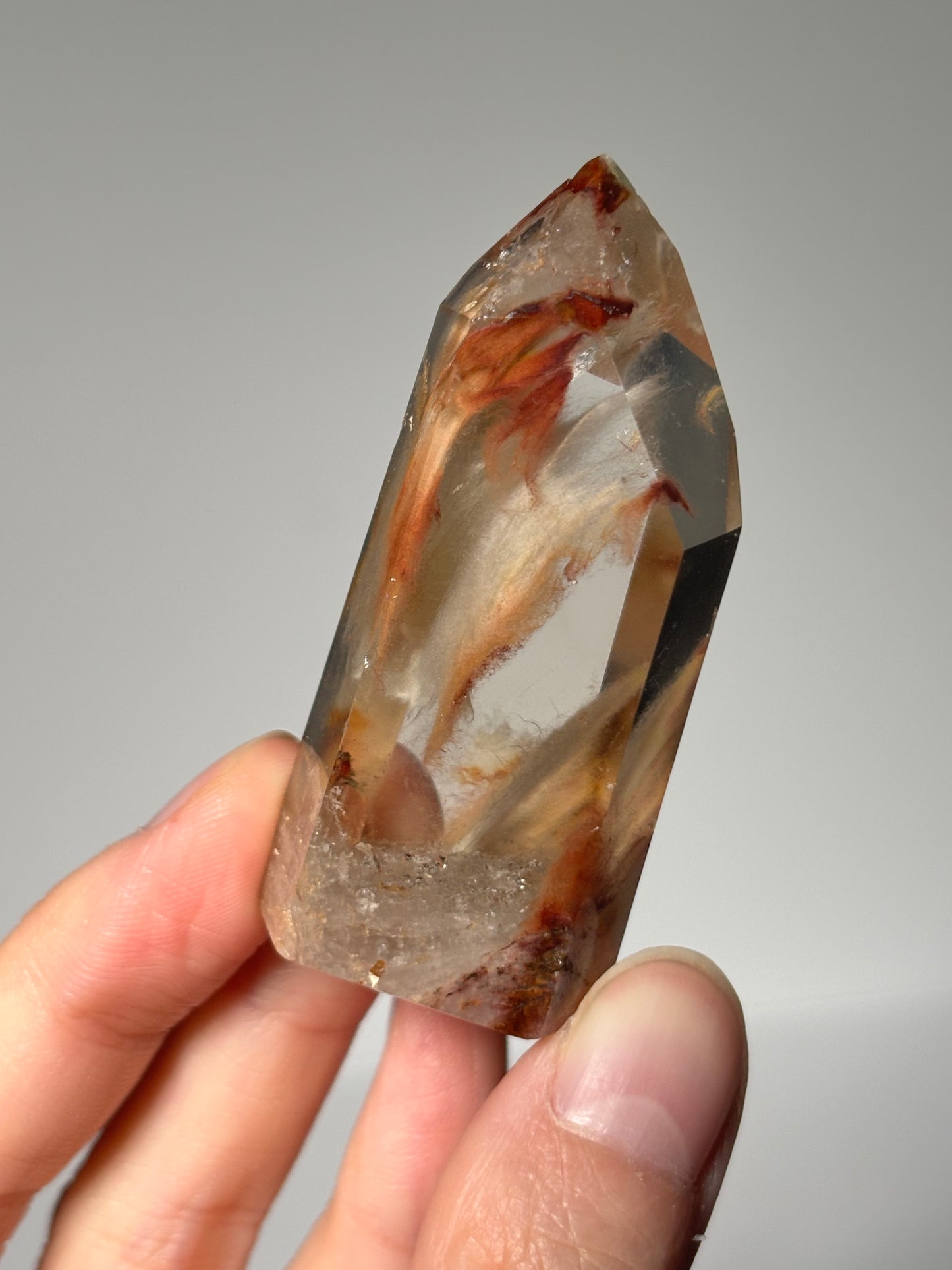 High Quality Water Clear Peachy Amphibole Quartz Tower, Brazil