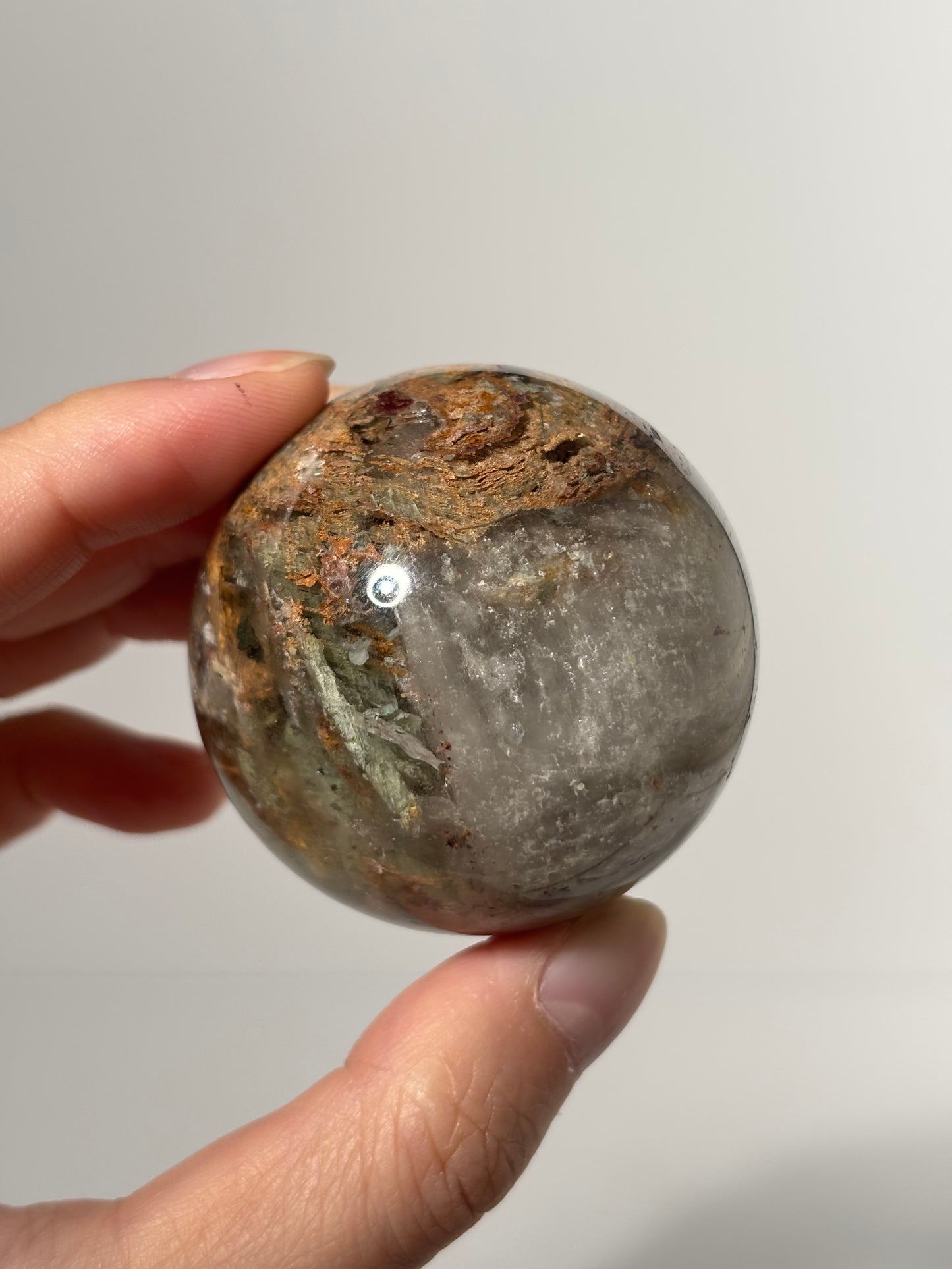 High Quality Vibrant Yellow Green Layered Lodalite Sphere, Zambia