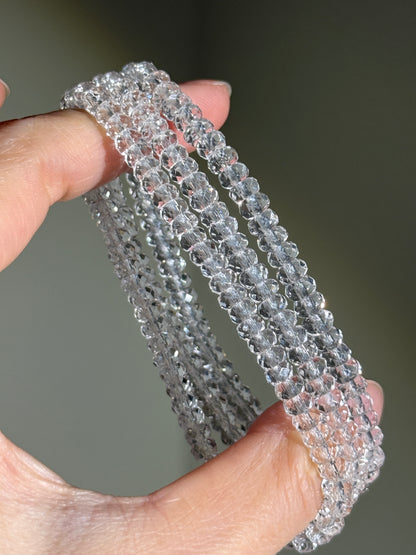 Faceted Clear Quartz Bracelets, 5mm