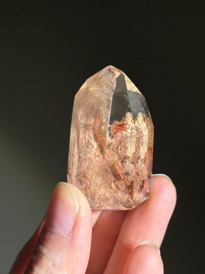 High Quality Unique Peachy Orange Lodolite in Quartz Tower, Brazil