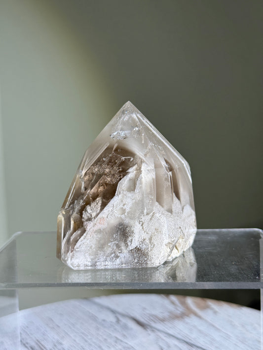 Large Chunky White Phantom Lodolite in Quartz Tower, Brazil