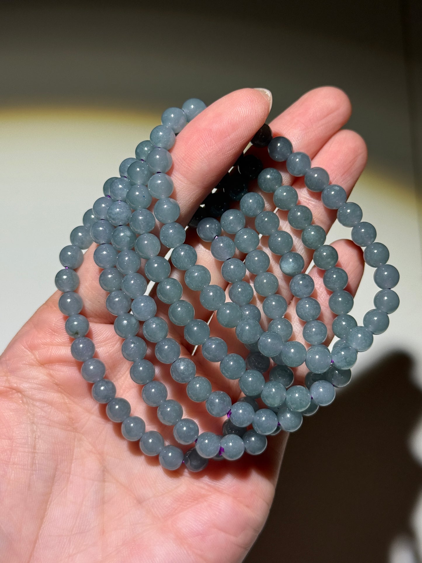 Blue Water Jade Bracelets, 6mm