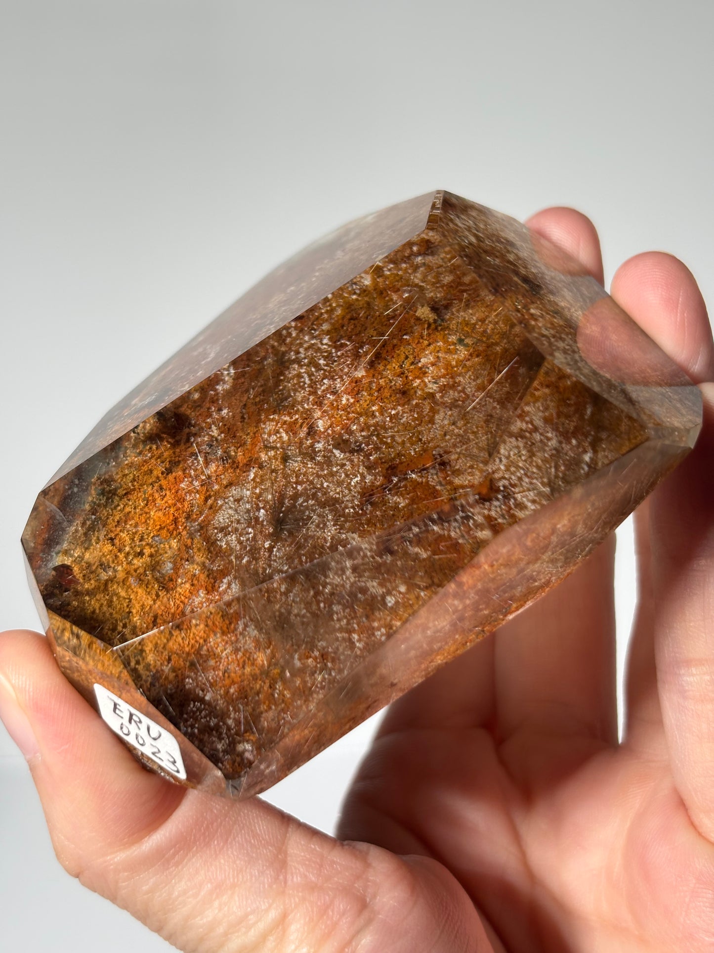 Statement Rare Orange Lodalite With Silver Starburst Rutile Freeform, Brazil