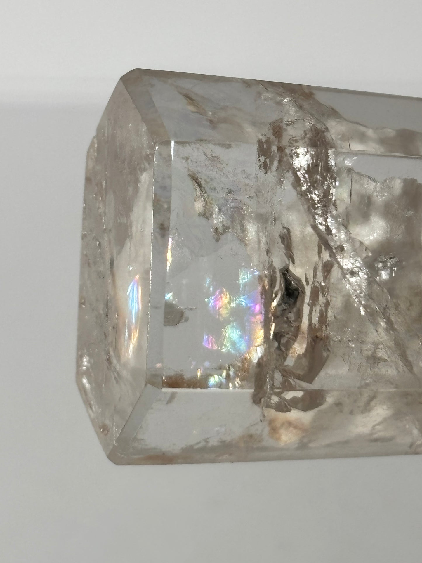 Rare Water Clear White Layered Phantom Lodalite Quartz Tower With Manifestation Quartz, Brazil