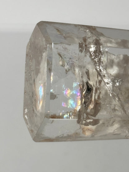 Rare Water Clear White Layered Phantom Lodalite Quartz Tower With Manifestation Quartz, Brazil