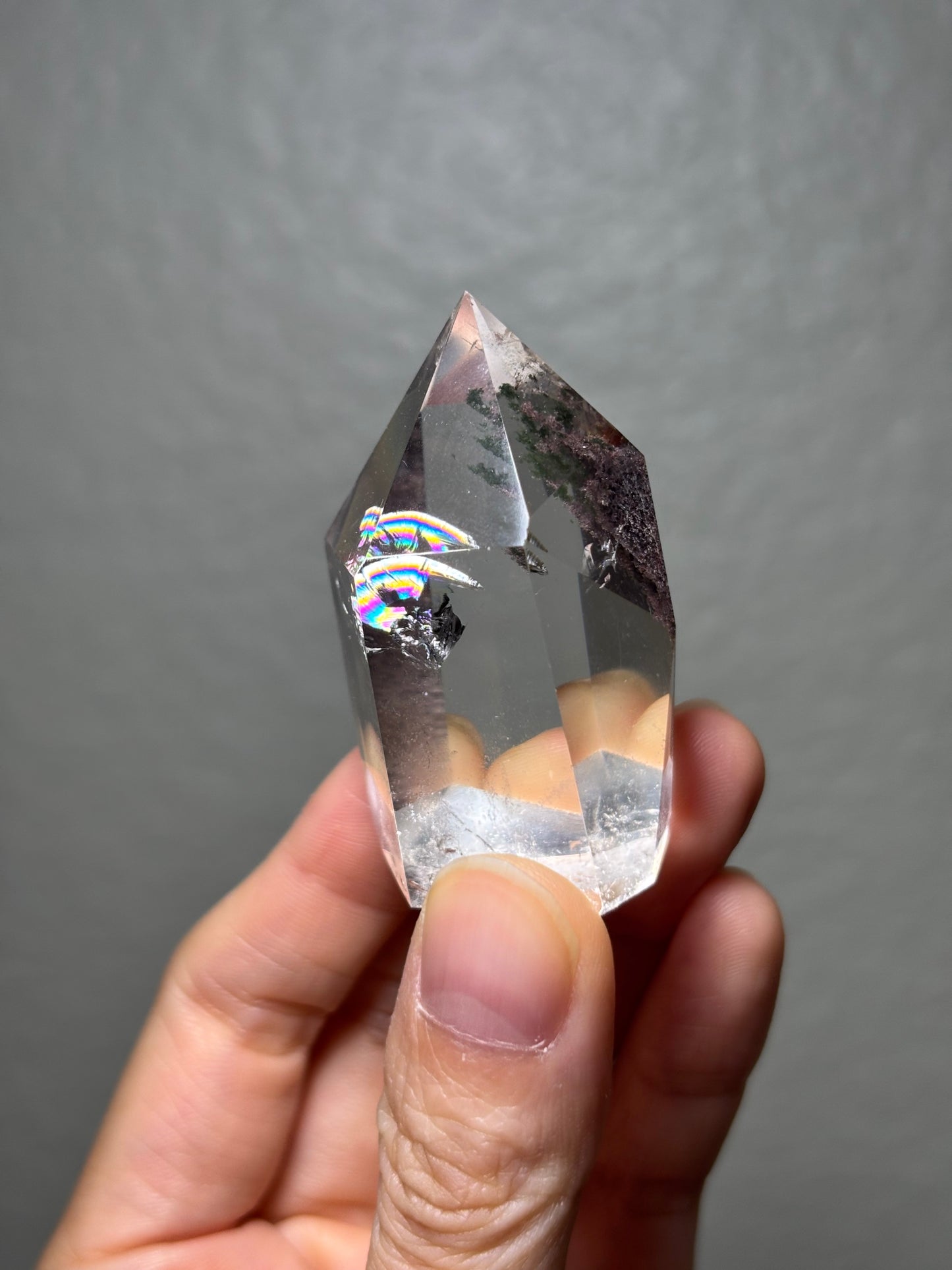 Chunky Water Clear Purple Lodalite Quartz Tower With Rainbow, Brazil