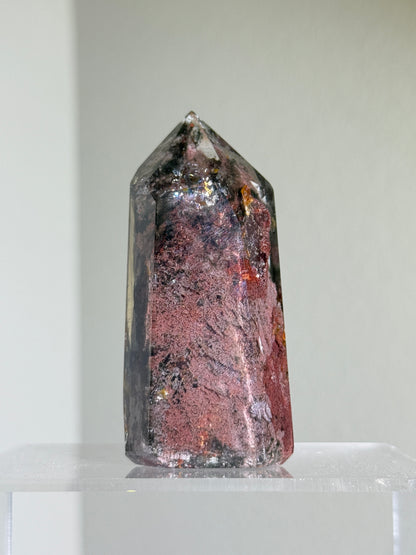 High Quality Large Water Clear Bright Pink Green Garden Quartz Tower, Zambia