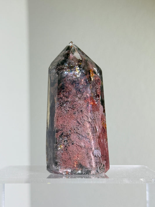 High Quality Large Water Clear Bright Pink Green Garden Quartz Tower, Zambia