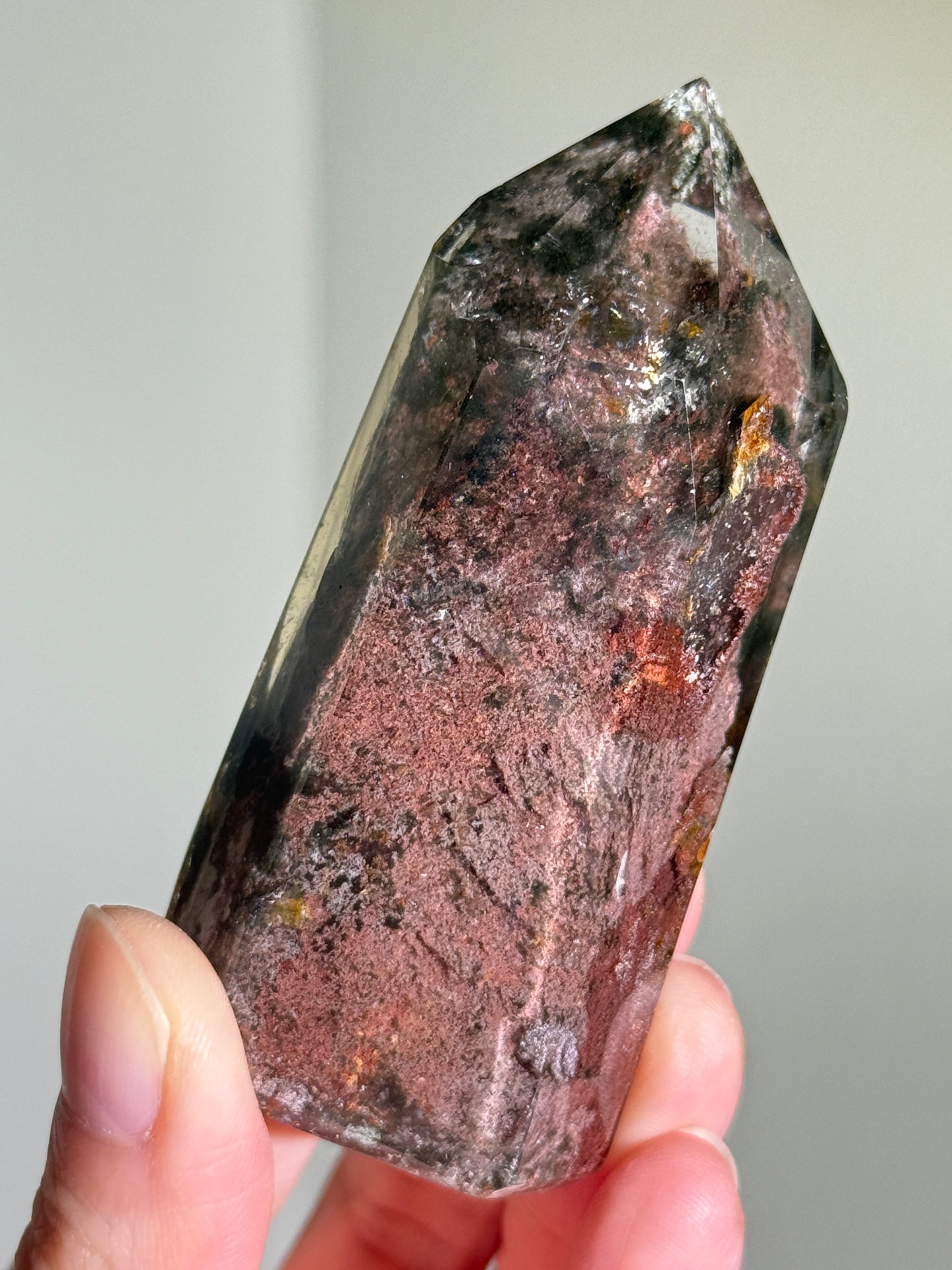 High Quality Large Water Clear Bright Pink Green Garden Quartz Tower, Zambia