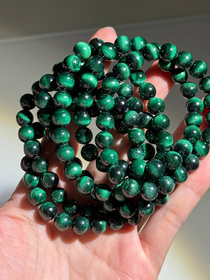 Chatoyant Malachite Bracelets, 8.5mm