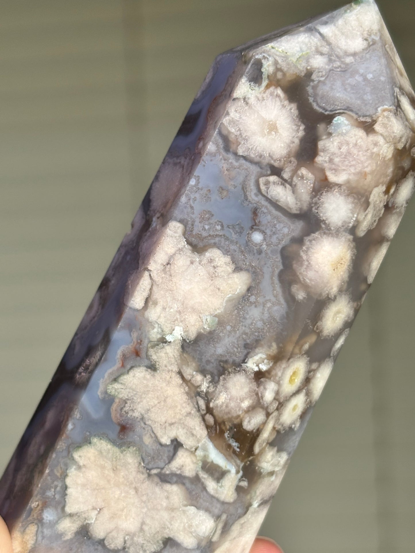 Quartzy Blue Flower Agate Tower, Madagascar