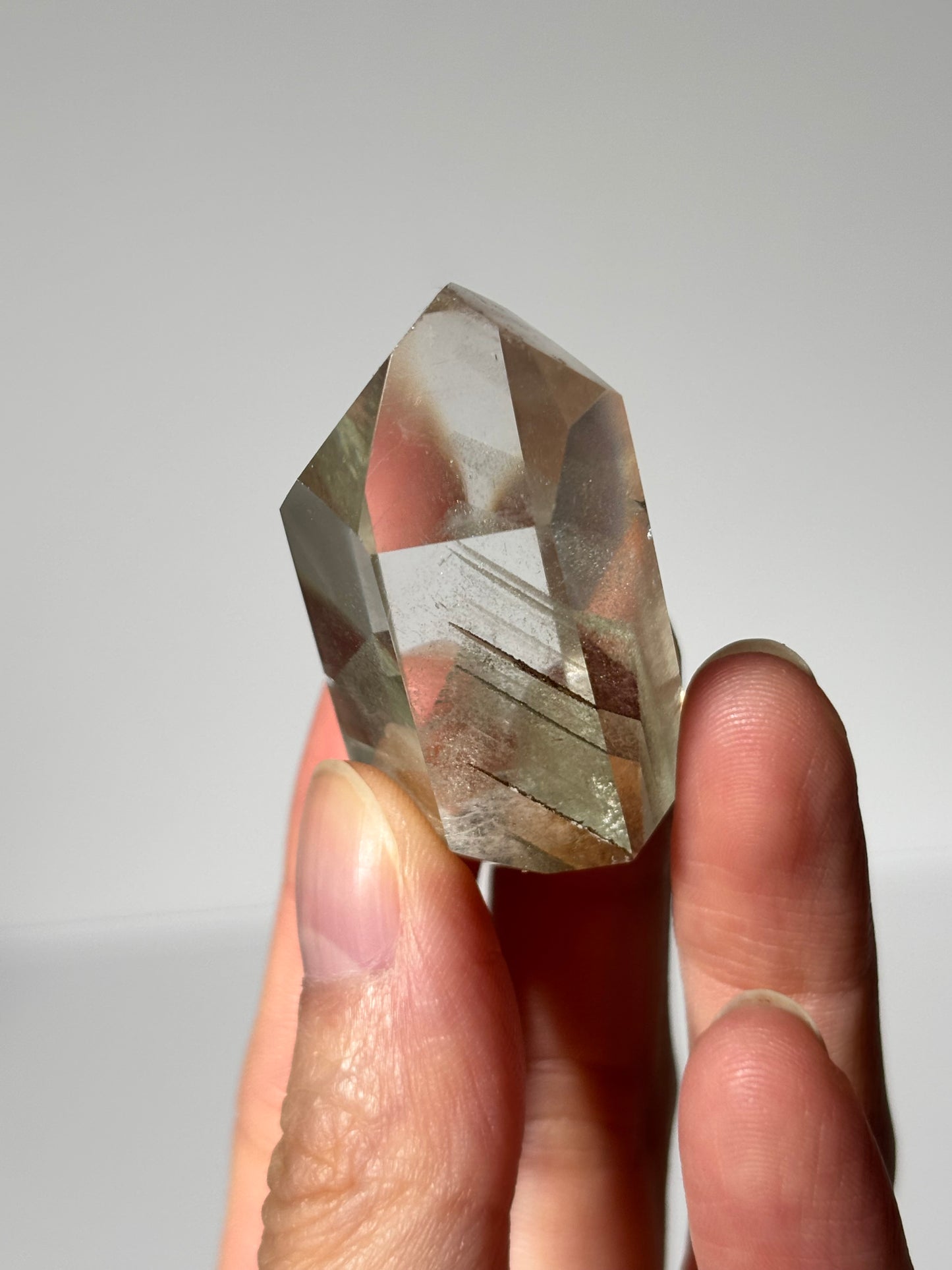 High Quality Water Clear Green Phantom Chlorite Tower With Phantom Lodalite, Brazil