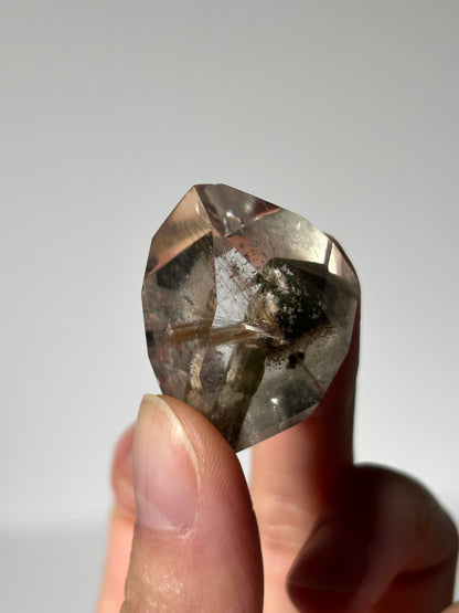 High Quality Golden Starburst Rutile on Green Phantom Chlorite Freeform, Brazil