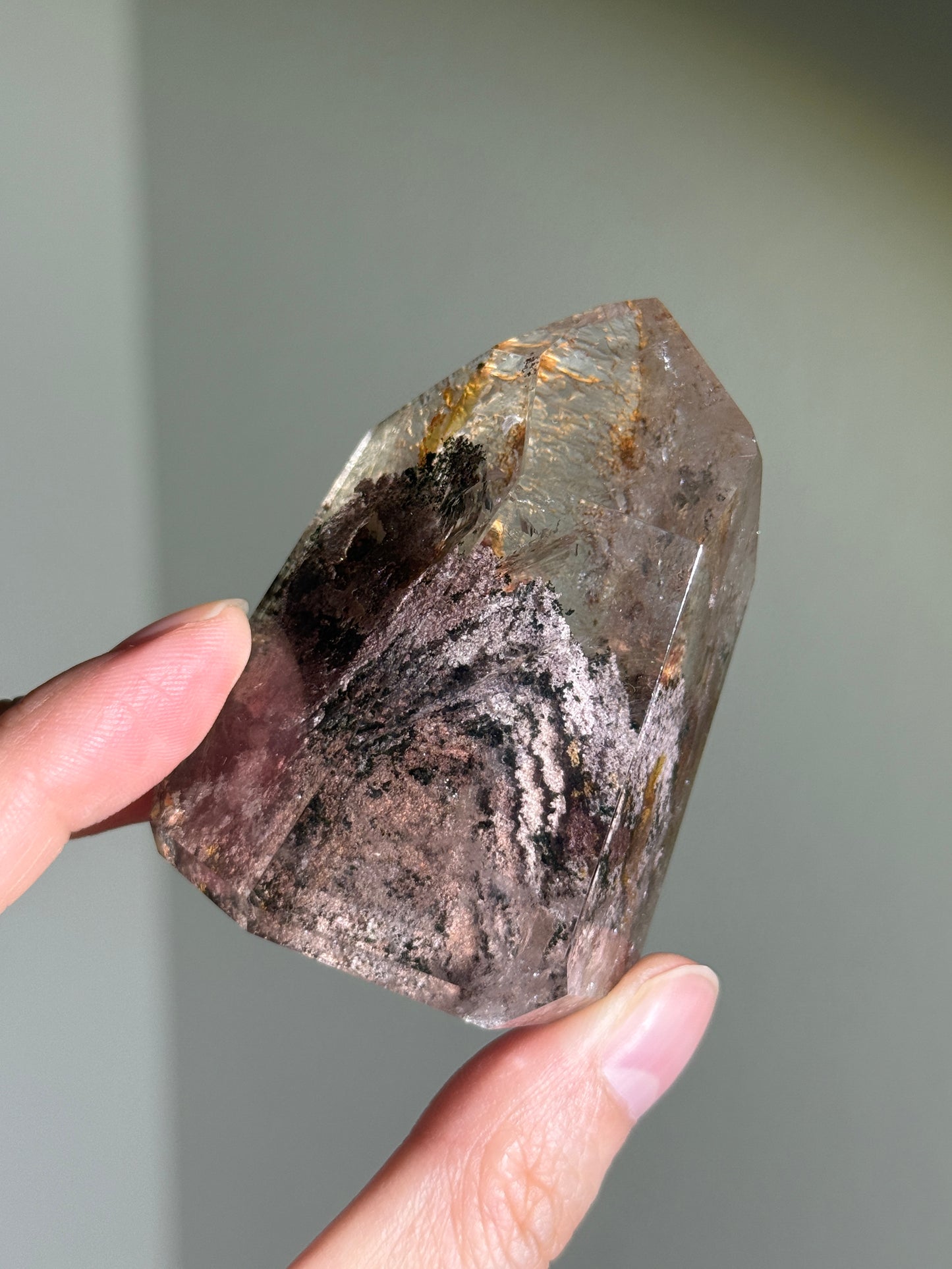 High Quality Large Phantom Pink Garden Quartz Tower, Brazil