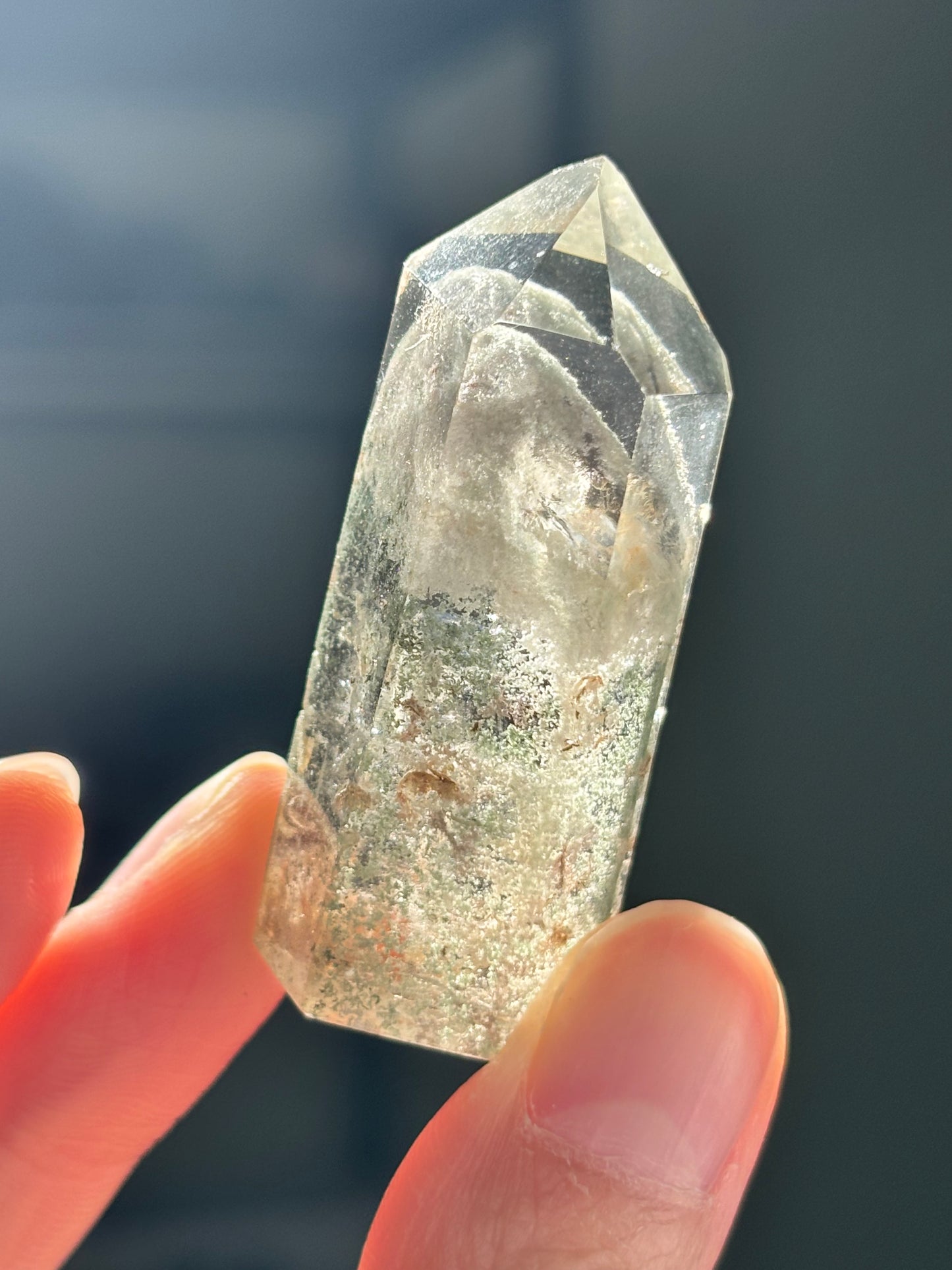 High Quality Sage Green Phantom Lodalite Tower, Brazil