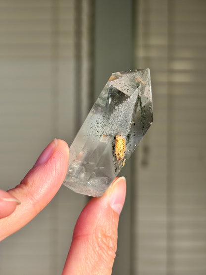 High Quality Water Clear Green & White Phantom Chlorite Quartz Tower, Brazil