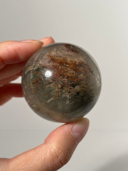 Pink Green Garden Quartz Sphere With Epidote, Zambia