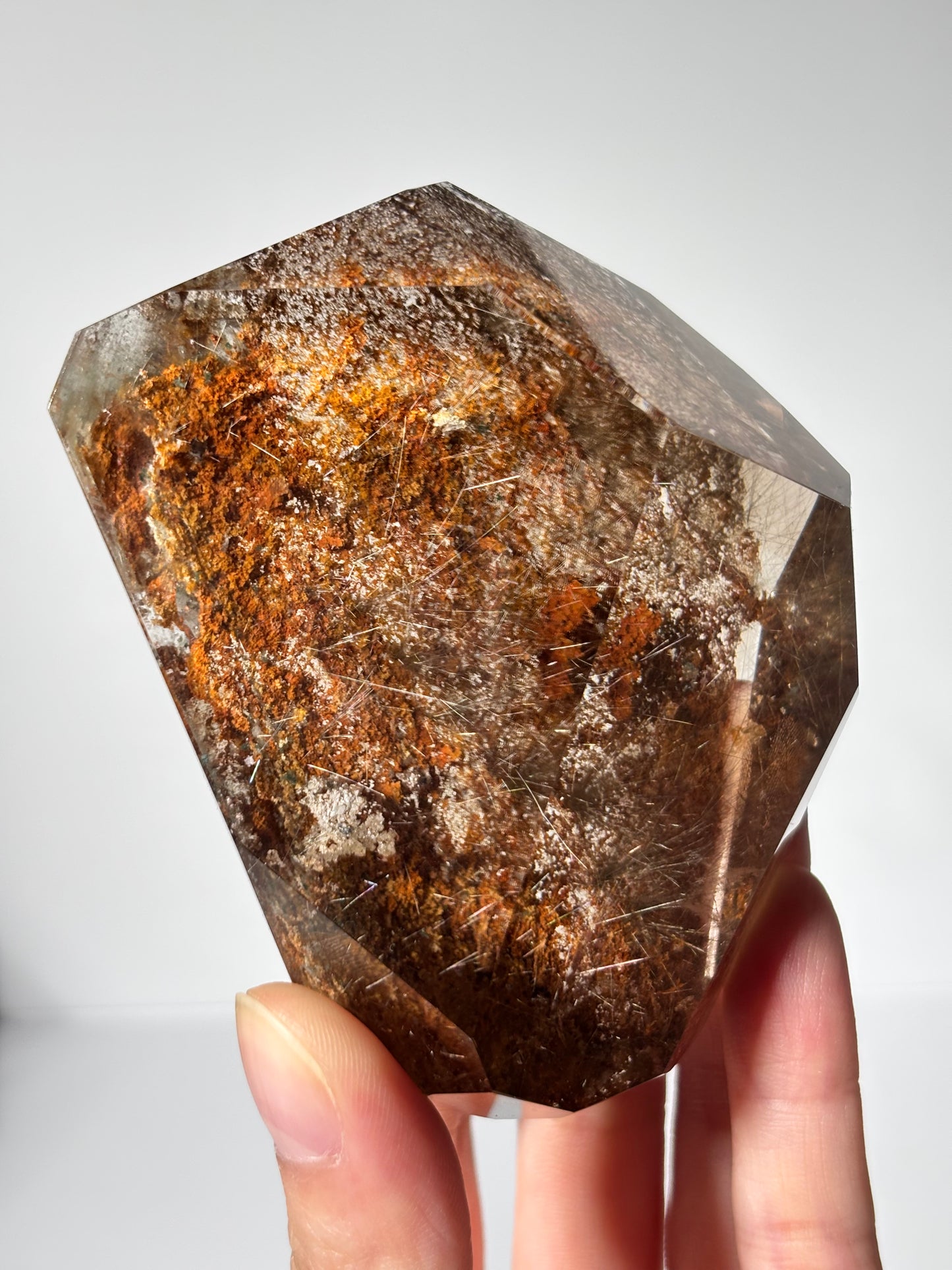 Statement Rare Orange Lodalite With Silver Starburst Rutile Freeform, Brazil