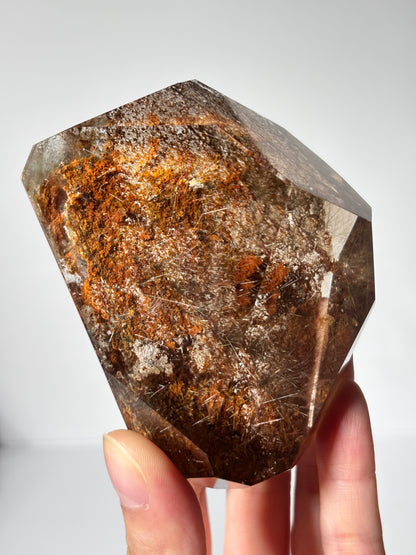 Statement Rare Orange Lodalite With Silver Starburst Rutile Freeform, Brazil