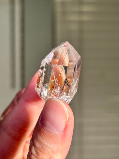 High Quality Pink Lodalite With Red Rutile Tower, Brazil