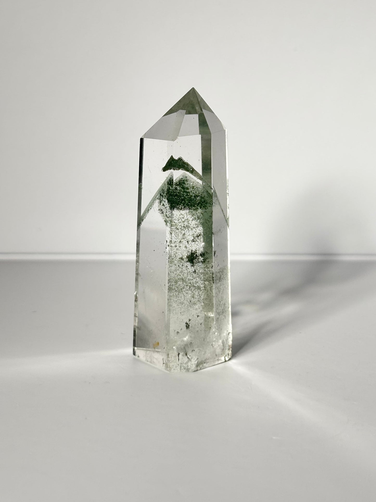 High Quality Water Clear Green Phantom Chlorite Tower, Brazil
