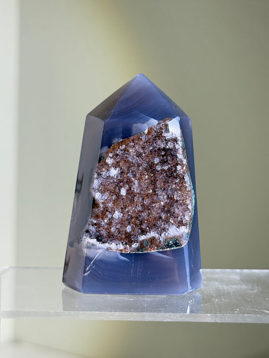 High Quality Brown Amethyst Druzy Blue Agate Tower, Brazil