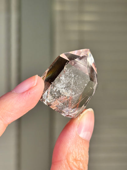High Quality Pink Lodalite With Red Rutile Tower, Brazil