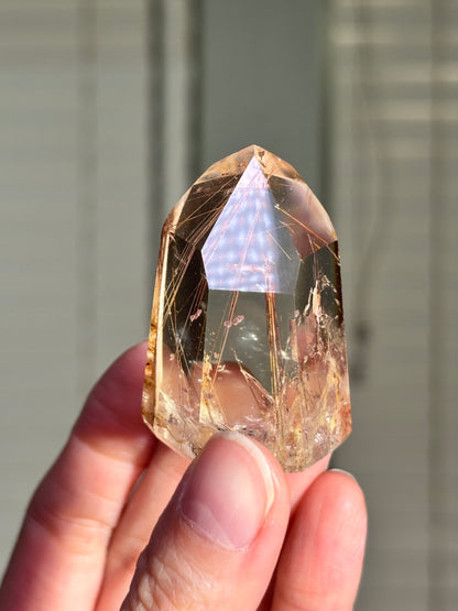 High Quality Peach Orange Lodalite With Rutile Tower, Brazil