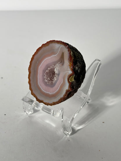 High Quality Druzy Pink Zhanguo Agate Pair, China