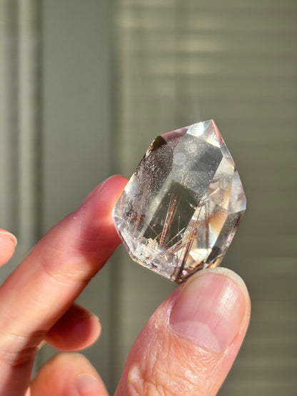 High Quality Pink Lodalite With Red Rutile Tower, Brazil