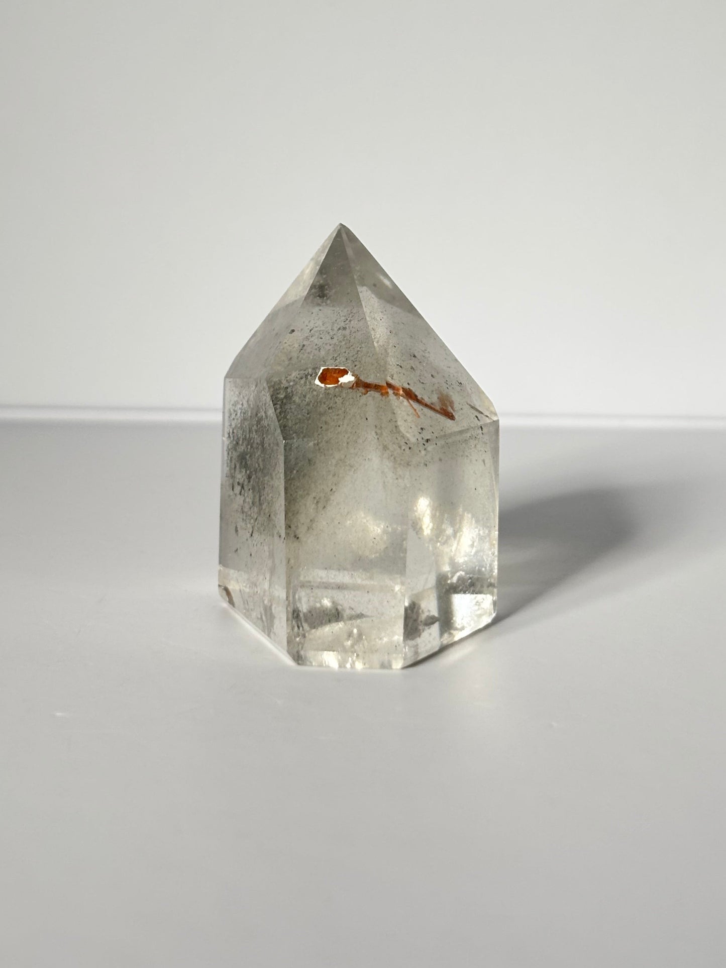 Rare Funky Grey Phantom Quartz Tower With Penetrator, Brazil