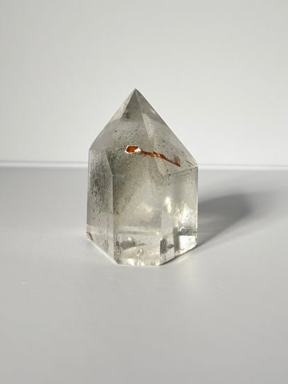 Rare Funky Grey Phantom Quartz Tower With Penetrator, Brazil