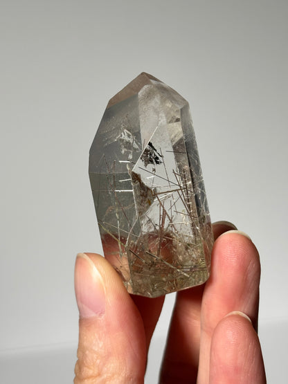 High Quality White Phantom Quartz With Silver Rutile Tower, Brazil