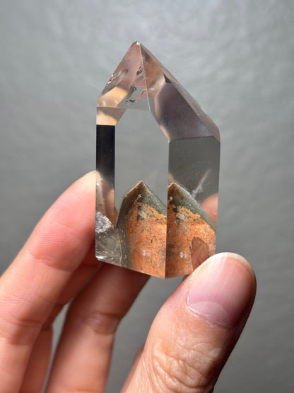 High Quality Water Clear Orange Green Phantom Garden Quartz Tower, Brazil