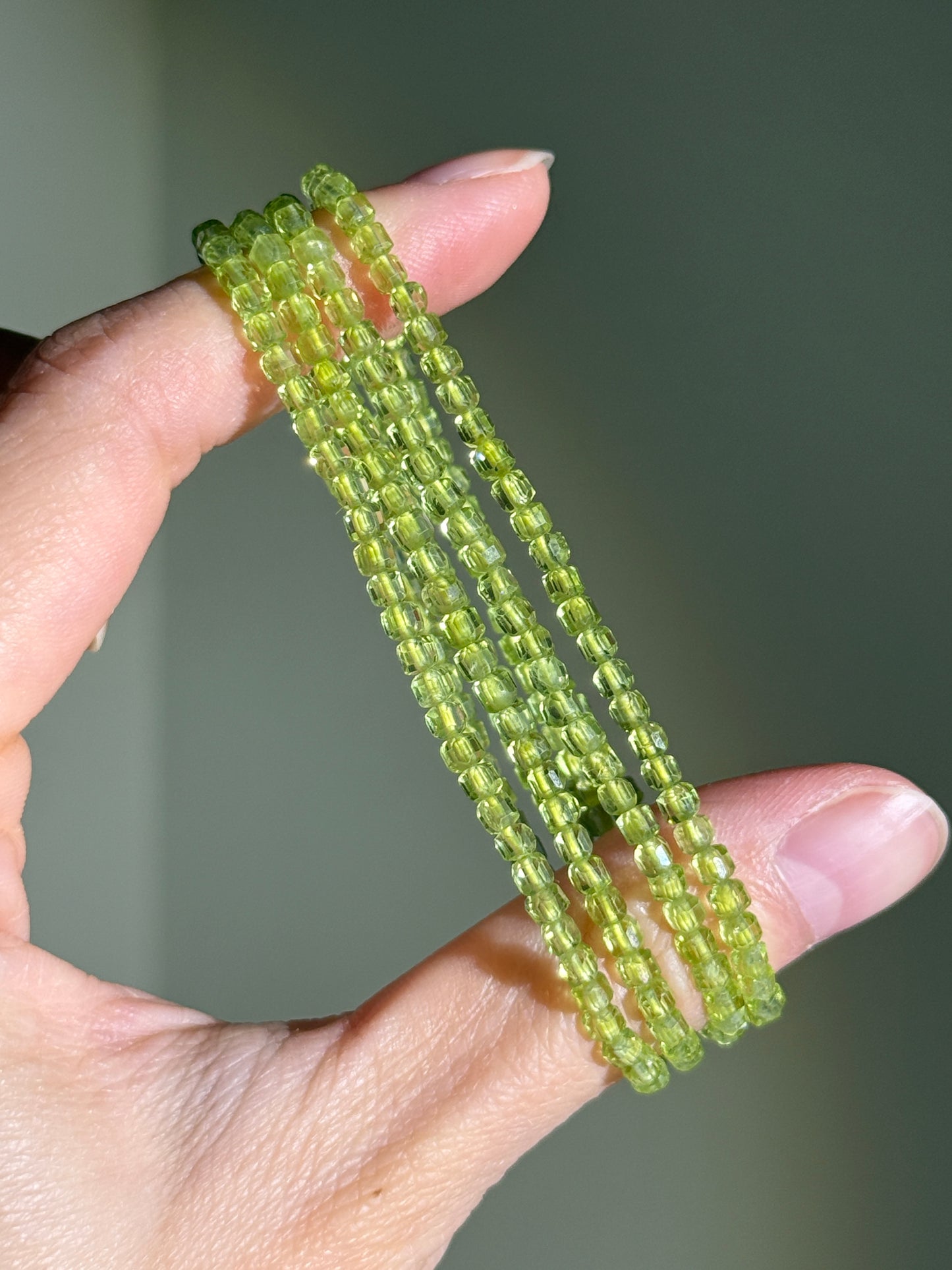 Faceted Peridot Bracelets, 3mm