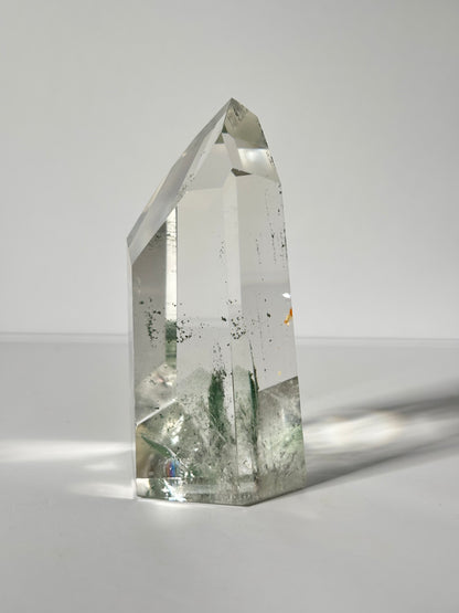 High Quality Large Rare Green Phantom Chlorite Tower With Hematite, Brazil