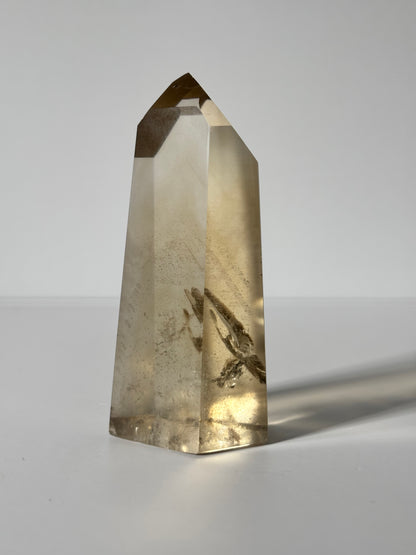 Large Natural Honey Citrine With White Phantom Inclusion Tower, Brazil