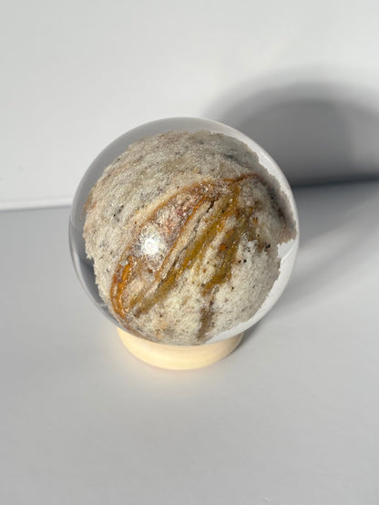 Collector’s Grade White Glittery Lodalite Quartz Sphere, Brazil