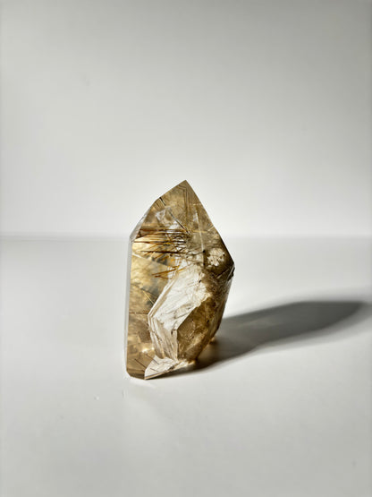 Large Collector’s Grade Silver and Copper Rutile x White Lodalite Quartz Tower, Brazil