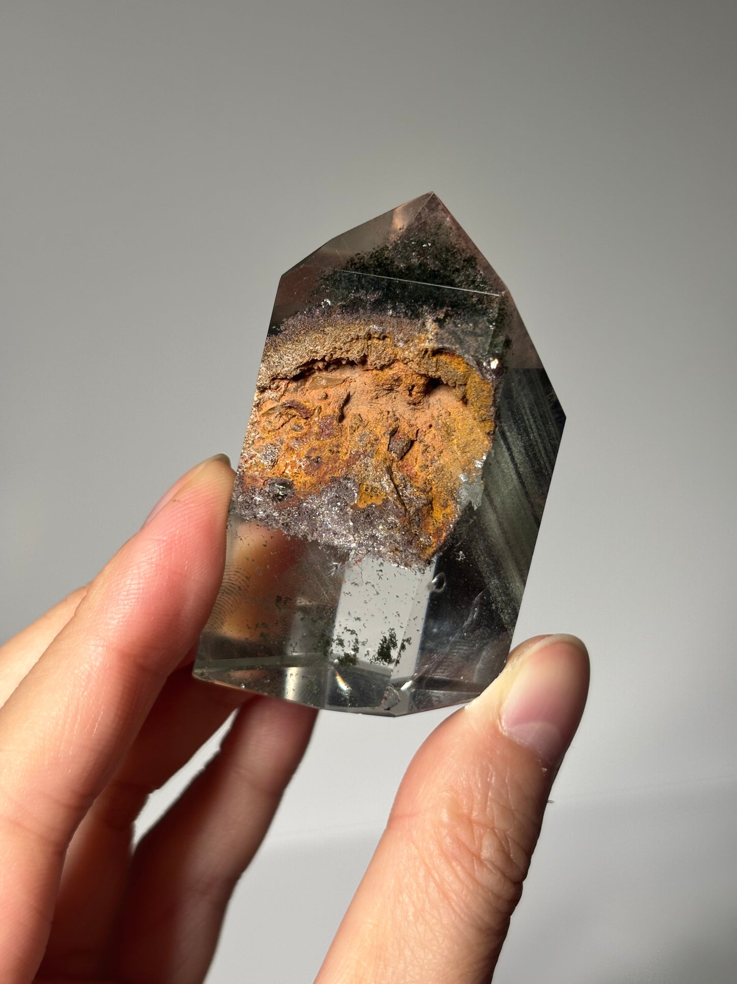 High Quality Water Clear Phantom Chlorite & Lodalite Tower, Brazil