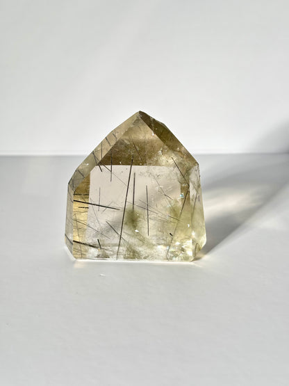 Extra Gemmy Green & Black Tourmaline in Quartz Tower, Brazil