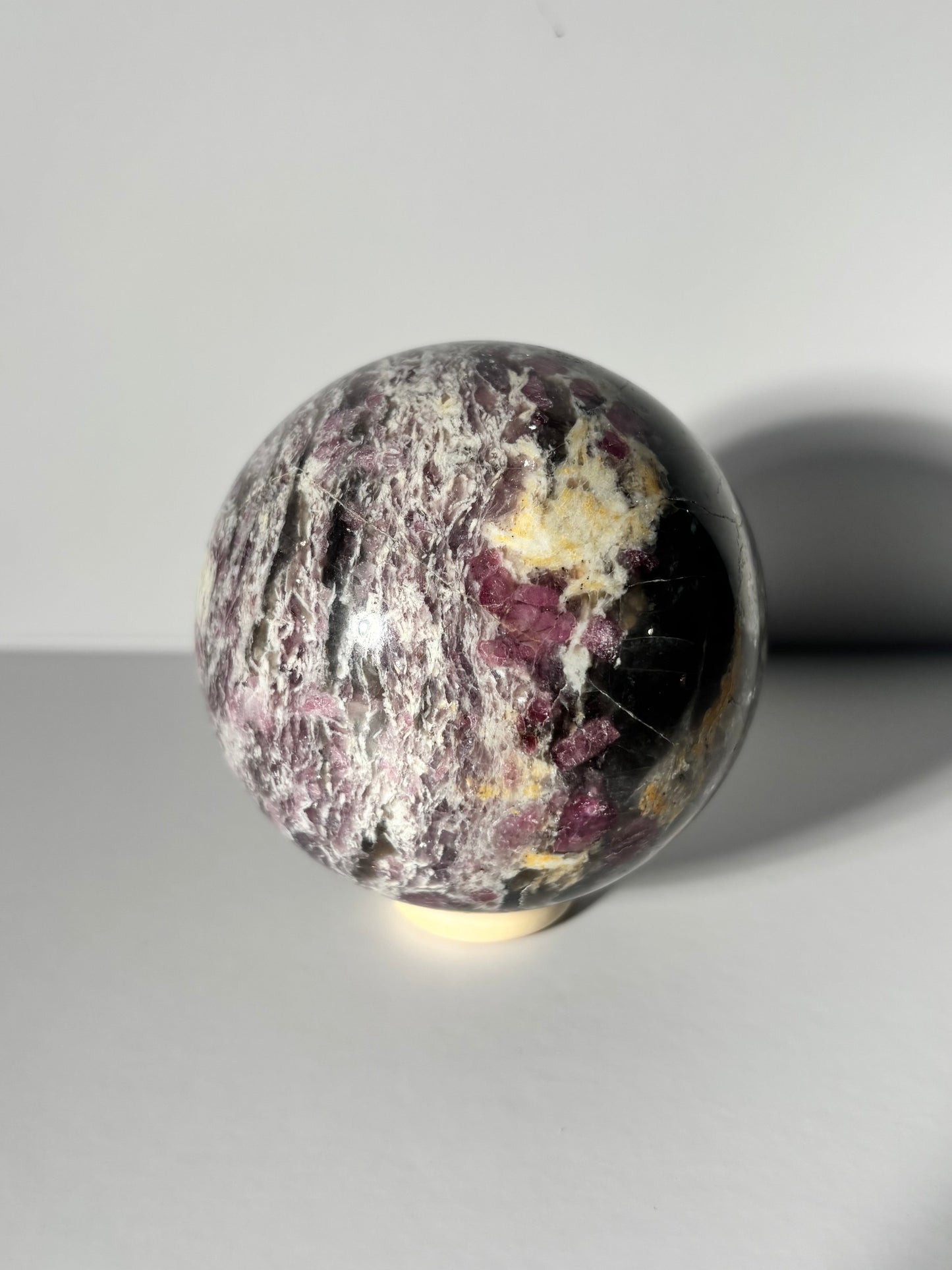 Large Pink Tourmaline x Smoky Quartz x Lepidolite Sphere