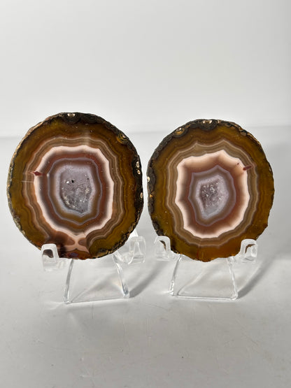 Gorgeous Fall Vibe Druzy Zhanguo Agate Pair, China